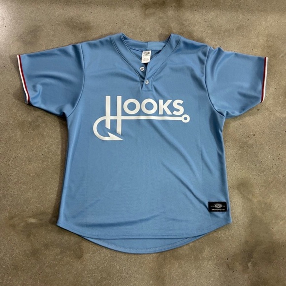 OT Sports Mens Light Blue HOOKS Baseball Jersey Size M‎ Made USA